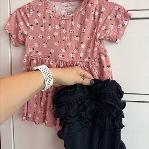 Posh Peanut Pink Floral Short Sleeve PLAYY condition peplum set